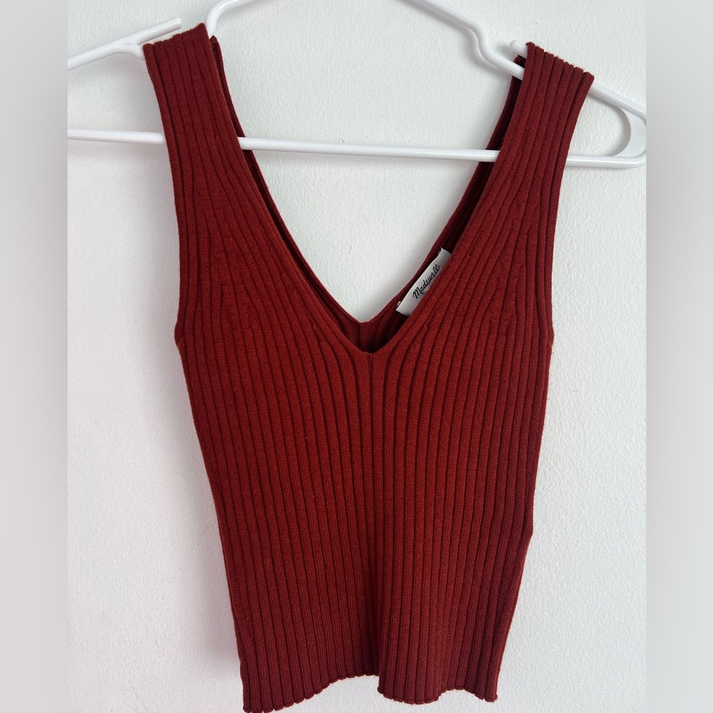 Madewell Ribbed Maroon Crop Tank